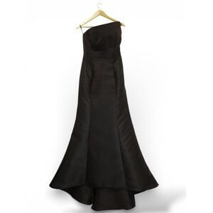 Club L London Define Asymmetric Satin Black Maxi Dres